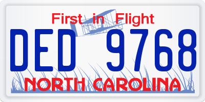 NC license plate DED9768