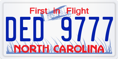 NC license plate DED9777