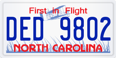 NC license plate DED9802