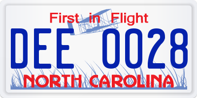 NC license plate DEE0028
