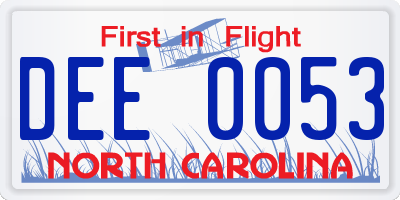 NC license plate DEE0053