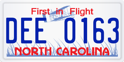 NC license plate DEE0163