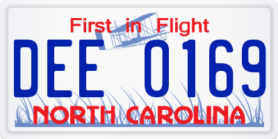 NC license plate DEE0169