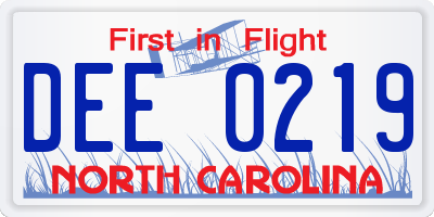NC license plate DEE0219