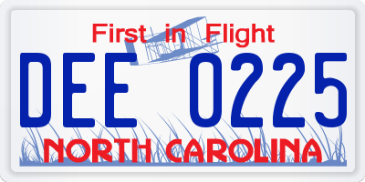 NC license plate DEE0225