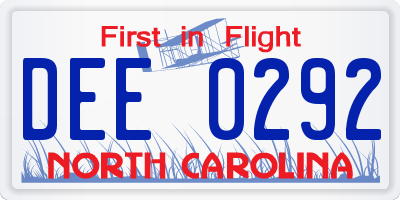 NC license plate DEE0292
