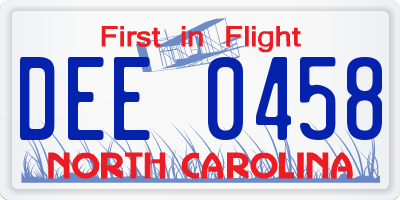 NC license plate DEE0458