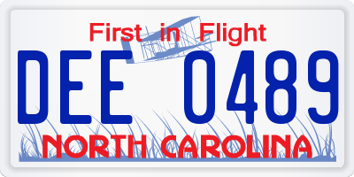 NC license plate DEE0489