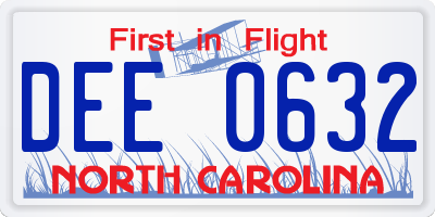 NC license plate DEE0632