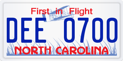 NC license plate DEE0700
