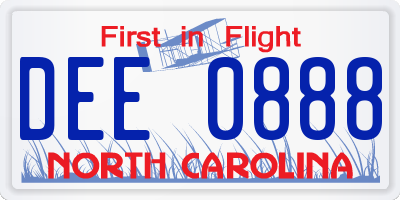 NC license plate DEE0888