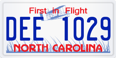 NC license plate DEE1029