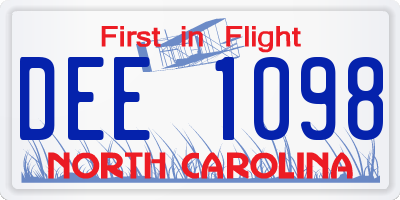 NC license plate DEE1098