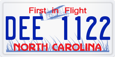 NC license plate DEE1122