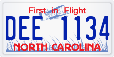 NC license plate DEE1134