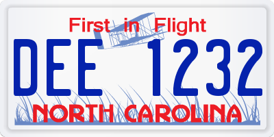 NC license plate DEE1232