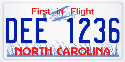 NC license plate DEE1236
