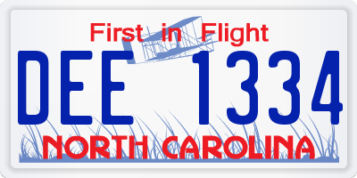 NC license plate DEE1334
