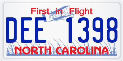 NC license plate DEE1398