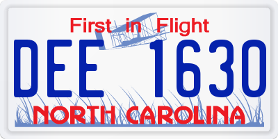 NC license plate DEE1630