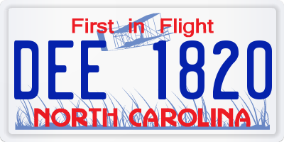 NC license plate DEE1820