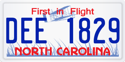 NC license plate DEE1829