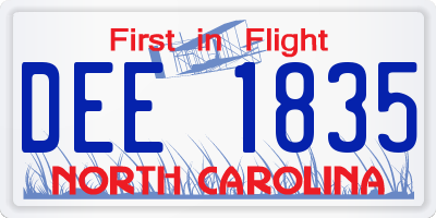NC license plate DEE1835