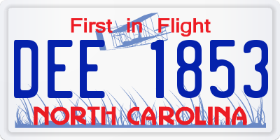 NC license plate DEE1853