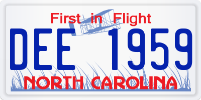 NC license plate DEE1959