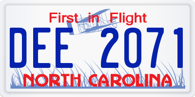NC license plate DEE2071