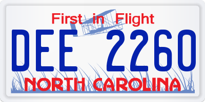 NC license plate DEE2260
