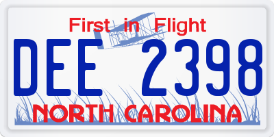 NC license plate DEE2398