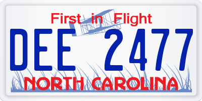 NC license plate DEE2477