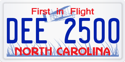 NC license plate DEE2500