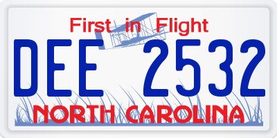 NC license plate DEE2532