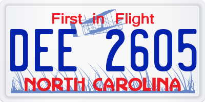 NC license plate DEE2605