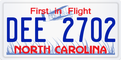 NC license plate DEE2702
