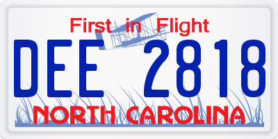 NC license plate DEE2818