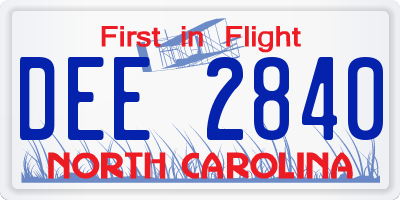 NC license plate DEE2840
