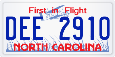 NC license plate DEE2910