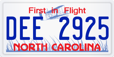 NC license plate DEE2925