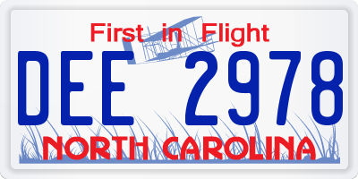 NC license plate DEE2978