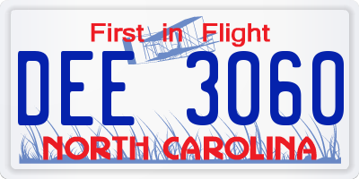NC license plate DEE3060