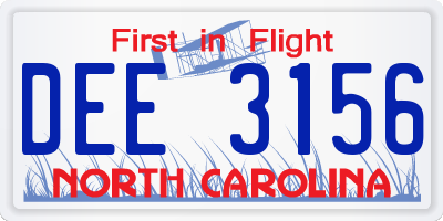 NC license plate DEE3156