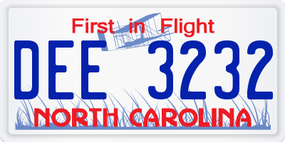 NC license plate DEE3232