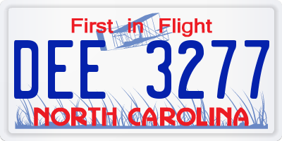 NC license plate DEE3277