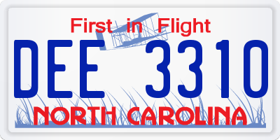 NC license plate DEE3310