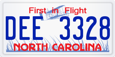 NC license plate DEE3328