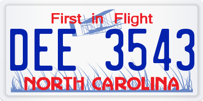 NC license plate DEE3543