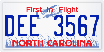 NC license plate DEE3567